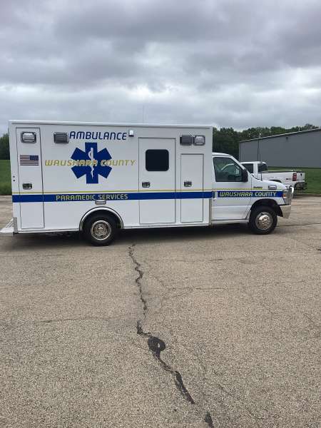 Photo of New Delivery Waushara Remount New Delivery with an outside view showcasing the ambulance.