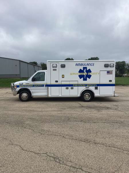 Photo of New Delivery Waushara Remount New Delivery with an outside view showcasing the ambulance.