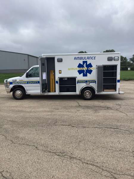 Photo of New Delivery Waushara Remount New Delivery with an outside view showcasing the ambulance.