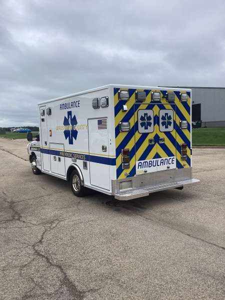 Photo of New Delivery Waushara Remount New Delivery with an outside view showcasing the ambulance.