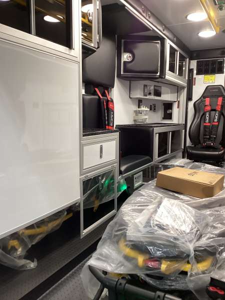 Photo of New Delivery Whitewater Fire Department interior view showcasing various hardware and equipment.