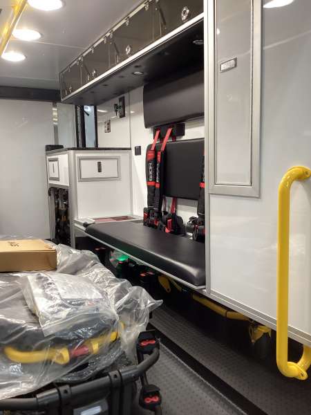 Photo of New Delivery Whitewater Fire Department interior view showcasing various hardware and equipment.