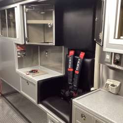 Photo of Foster Coach new delivery for East Joliet Fire showcasing the interior and cabin of the new vehicle.