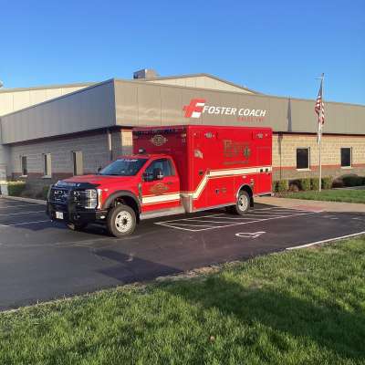 East Joliet Fire New Delivery outside of the Foster Coach building.