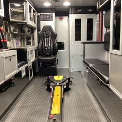 Photo of Foster Coach new delivery for East Joliet Fire showcasing the interior and cabin of the new vehicle.