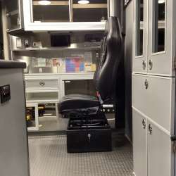 Photo of Foster Coach new delivery for East Joliet Fire showcasing the interior and cabin of the new vehicle.