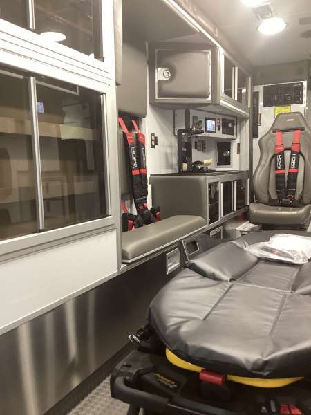 Photo of Interior view of the ambulance patient care area