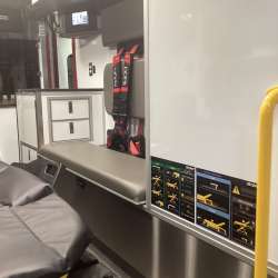 Photo of Interior view of the ambulance patient care area
