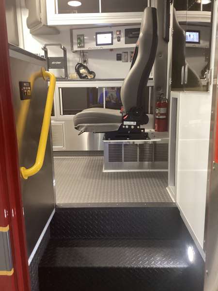 Photo of Interior view of the ambulance patient care area