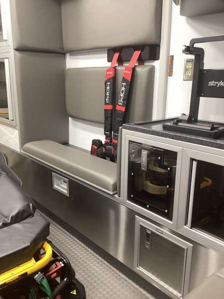 Photo of Interior view of the ambulance patient care area