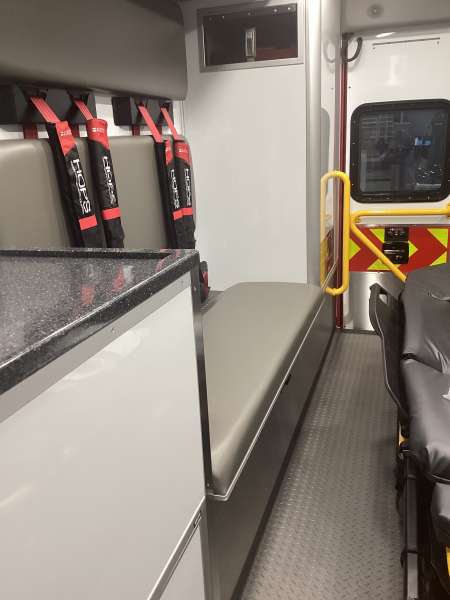 Photo of Interior view of the ambulance patient care area