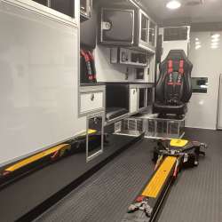Photo of Roscoe Fire Department ambulance vehicle showing the interior with available equipment and hardware.