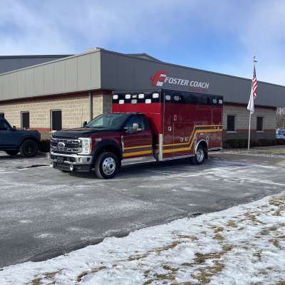 Troy Fire Department new delivery outside of the foster coach building.